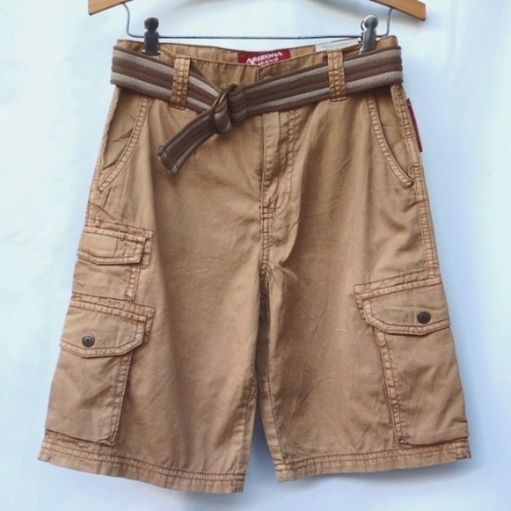 Arizona Tan Carmel Cargo Shorts with Belt Boy's 14 NWT